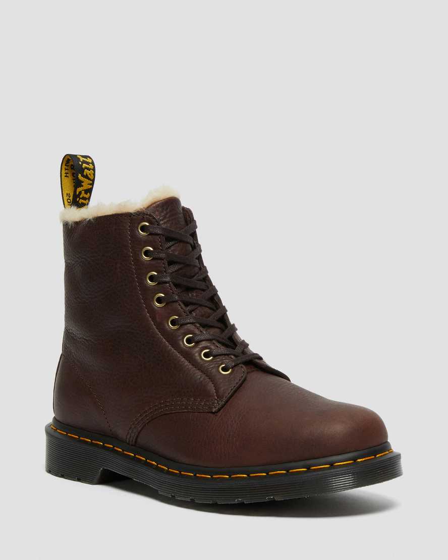 Dr. Martens 1460 Pascal Faux Fur Lined Damske Čižmy Originals - Hnede [WKSUH9762]